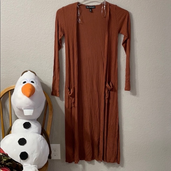 NEW Derek Heart Long Cardigan Open Front color western shedron  brown Size S - Picture 1 of 7